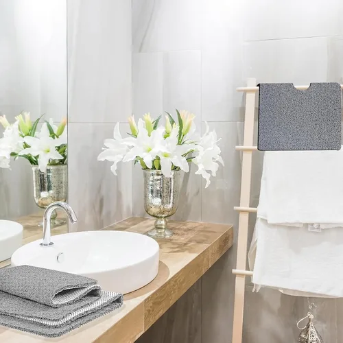 Miniatura 6 de Tapete de ducha antideslizante, 27 x 27 pulgadas, extra grande, con drenaje, tapete cuadrado suave, tapete de ducha para baño, sin ventosas (beige)