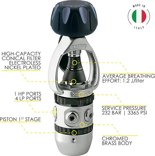 Miniatura 4 de Cressi Paquete de equipo esencial de buceo completo con R1 BCD - Ordenador de buceo Donatello C2 - Juego de regulador compacto AC2 totalmente
