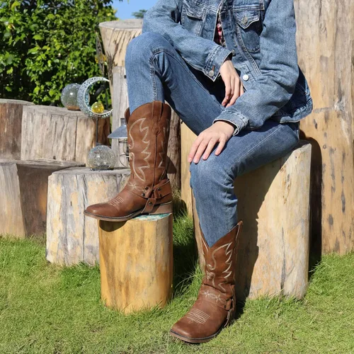 Miniatura 9 de SheSole Botas vaqueras con punta cuadrada para mujer, estilo vaquero, pantorrilla ancha, zapatos occidentales a la moda