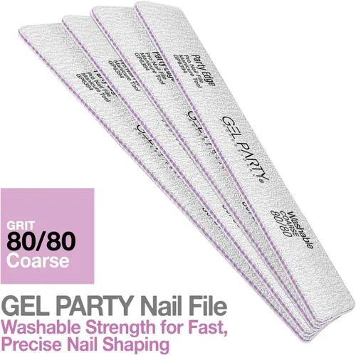 Miniatura 5 de GELPARTY - Limas de uñas profesionales de grano 80/80 cuadradas, paquete de 12 tablas de esmeril lavables de doble cara, grano extra grueso