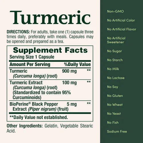 Miniatura 5 de Nature's Bounty Cúrcuma con extracto de pimienta negra, apoya la salud antioxidante, 1000 mg, 60 cápsulas