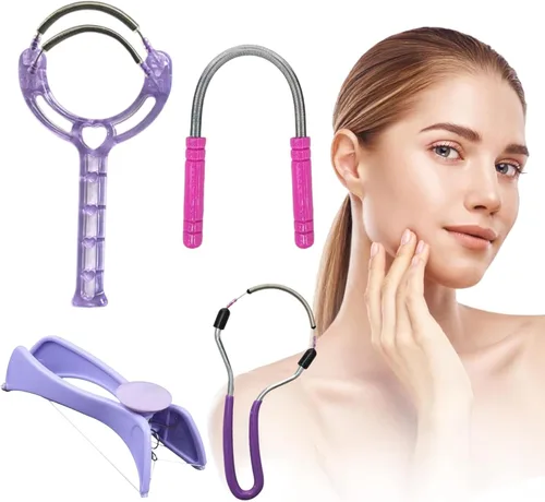 Ideal Swan Paquete de 4 removedores de vello facial para mujeres, removedor manual de cabello de resorte para labio superior, barbilla, cara o