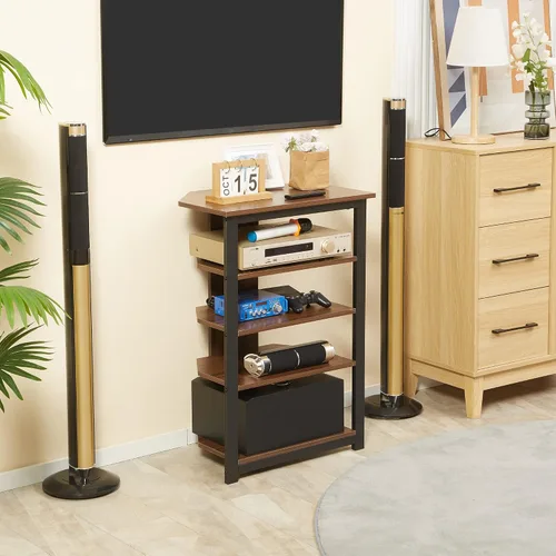 Miniatura 7 de HOMCOM Soporte multimedia con estante de audio de 4 niveles, estante de esquina para medios AV con gestión de cables para reproductores de DVD