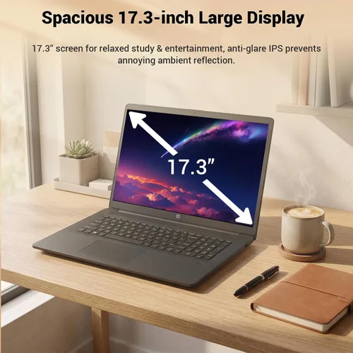 Miniatura 8 de HP Portátil para estudiantes en casa de 17.3 pulgadas, potente CPU Intel Core 5 120U de 10 núcleos, 32 GB de RAM, almacenamiento de 2 TB, cámara web