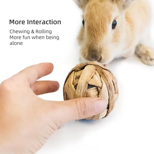 Miniatura 7 de andwe Pelotas de juego para animales pequeños, juguetes para masticar y golosinas para conejos, cobayas, chinchilla, conejito degus, jaula
