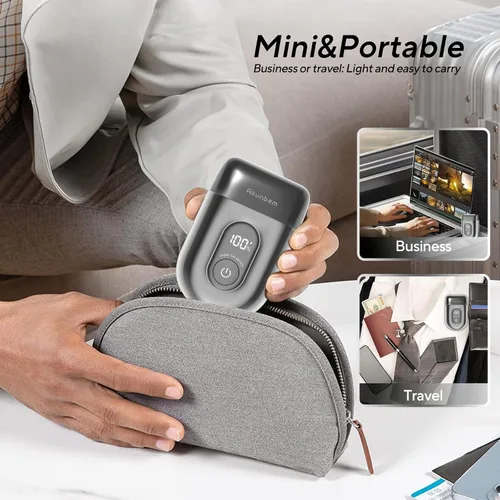 Miniatura 5 de Akunbem Maquinilla de afeitar eléctrica para hombres, mini afeitadora eléctrica para hombres, afeitadora portátil de lámina con 3 cuchillas
