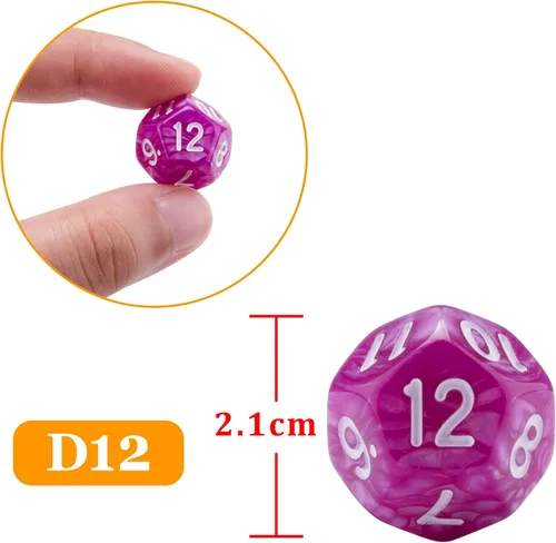 Miniatura 3 de AUSTOR Juego de 42 dados poliédricos de 6 caras, surtido de dados de colores mixtos con una bolsa de almacenamiento de terciopelo negro