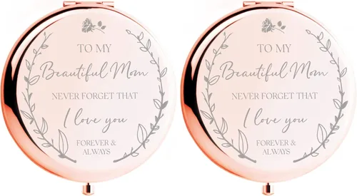 Miniatura 7 de CV CHARVORIA Regalos de cumpleaños para mujer, espejo compacto de oro rosa con texto en inglés "Not a Day Over Fabulous", ideas de regalo