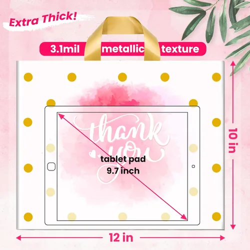 Miniatura 2 de Bolsas de agradecimiento – Paquete de 50 bolsas de mercancía extra gruesas de 10 x 12 pulgadas con asa de bucle para pequeñas empresas minoristas