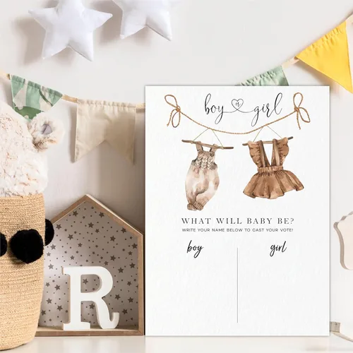 Miniatura 4 de Cartel de votación autónoma, ropa retro, juego de adivina él o ella para fiesta de baby shower, recuerdo de fiesta y decoración - A04