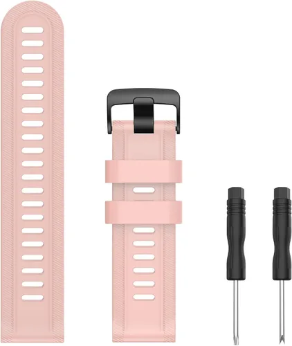 Miniatura 4 de ISABAKE Correa de reloj para Garmin Forerunner 955/945/745, correa de repuesto de silicona de 0.866 in para pulseras Fenix 5/6/Approach S60 Rosa