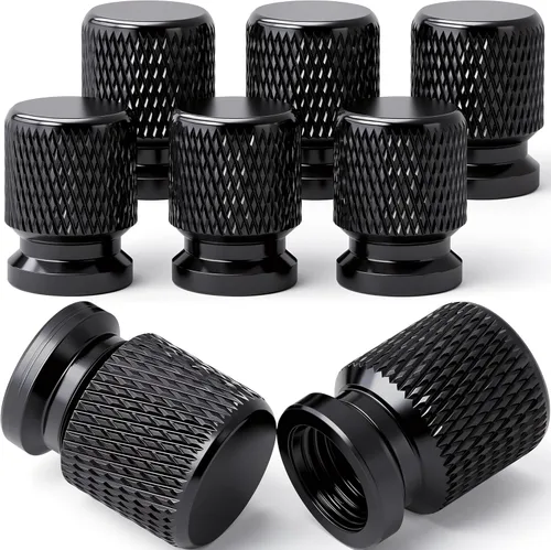 Miniatura 24 de 4 piezas de tapas de válvula de rueda con estilo púas, cubiertas universales de válvula de rueda de aleación de aluminio a prueba de polvo