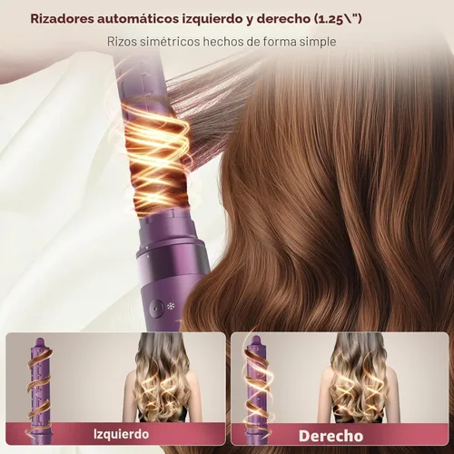 Miniatura 6 de Mythsight StyleVibe 6-en-1 estilista de aire, secador de pelo y cepillo secador de pelo con estuche de viaje - Rulos de enrollado automático (L/R)