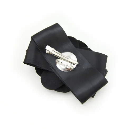 Miniatura 2 de Gran flor hermosa boda horquilla pelo clip para mujeres (A101) (negro)