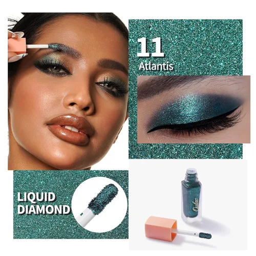 Miniatura 2 de Oulac Sombra de ojos líquida con purpurina líquida, delineador líquido metálico, no pegajoso, cobertura de un solo golpe, con fórmula resistente a