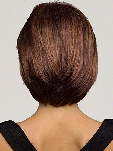 Miniatura 5 de Peluca Haley color 38 gris oscuro 7.5 pulgadas de longitud silueta estilo Bob Kanekalon sintético monofilamento superior recto ligero peluca