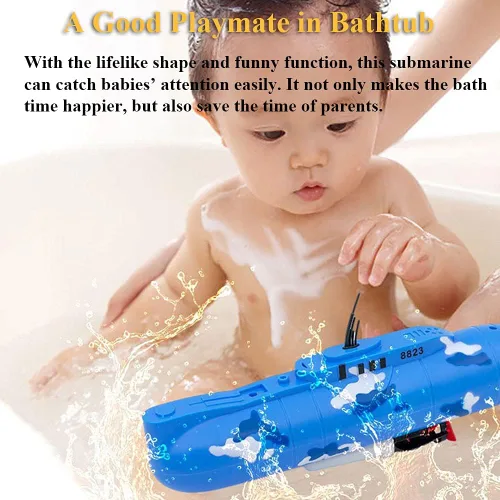 Miniatura 5 de Juguete de baño submarino eléctrico, divertido modelo de submarino militar, juguete flotante de agua para niños (8823)