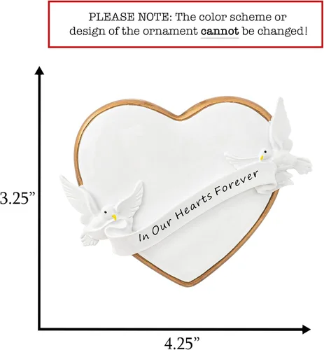 Miniatura 2 de Adorno de Navidad personalizado en nuestros corazones para siempre 2026 con palomas Recuerdo conmemorativo del árbol de Navidad de condolencias