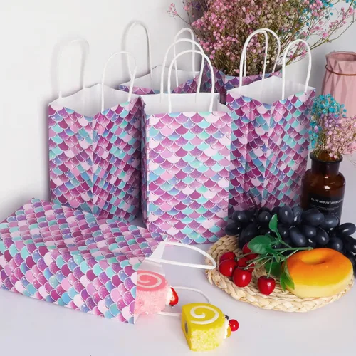 Miniatura 4 de Tevxj 16 bolsas de regalo de sirenas para fiesta temática de sirenas, bolsas de regalo para fiestas temáticas de princesas, bolsas de dulces