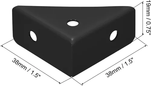 Miniatura 2 de uxcell 20 soportes de esquina angulares de 1.496 pulgadas x 1.496 pulgadas, soportes de acero laminado en frío con tornillos para borde de Negro