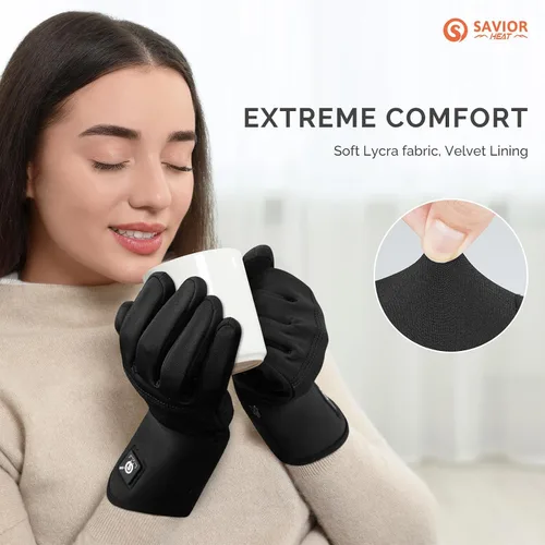Miniatura 5 de SAVIOR HEAT Guantes con calefacción ultradelgados, recargables eléctricos, calefacción completa de manos y puntas de los dedos