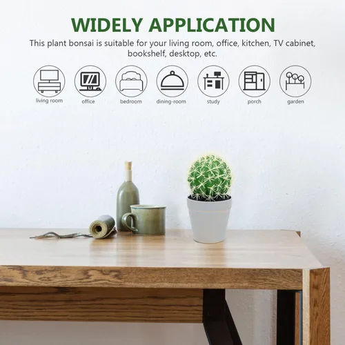 Miniatura 4 de HOMSFOU Cactus en maceta, adornos de oficina, plantas de interior para interiores, macetas pequeñas para interiores, bonsáis de imitación de cactus