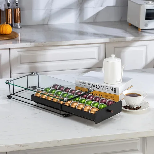 Miniatura 5 de ZCDCP Nespresso Vertuo - Soporte para cápsulas de café, cajón, color negro, 30 cápsulas