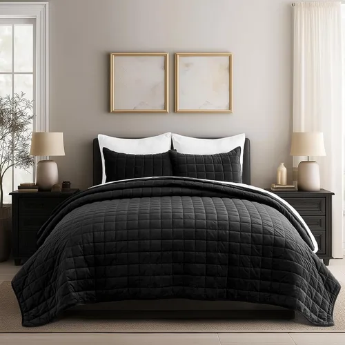 EverGrace Juego de ropa de cama de terciopelo perlado tamaño matrimonial y queen, lujoso juego de edredón de terciopelo suave, ligero con costuras