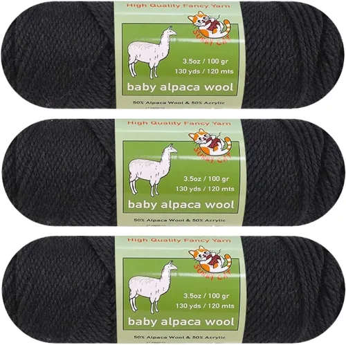 Miniatura 7 de Hilo de mezcla de lana de alpaca para bebé, peso esmerilado, 3 madejas (100 g/cada una) para arte, manualidades, crochet y tejer, marca premium 33