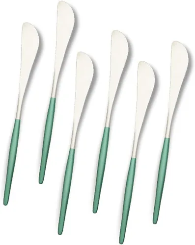 Miniatura 14 de JASHII Matte Modern - Juego de cubiertos de acero inoxidable 304 con mango redondo verde, juego completo de lujo que incluye cuchillo