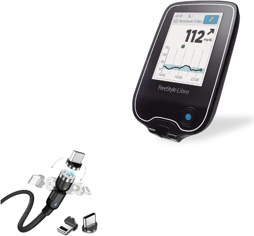 Miniatura 10 de BoxWave Cable compatible con Freestyle Libre Reader - Cable AllCharge 3 en 1 - Negro azabache