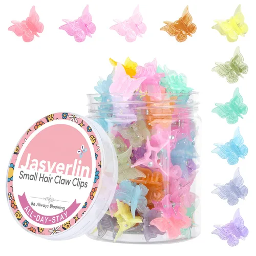 Miniatura 9 de JASVERLIN Pinzas para el cabello de mariposa coloridas, lindas pinzas pequeñas para niñas, Y2K 90s para niños y mujeres, mariposas, accesorios