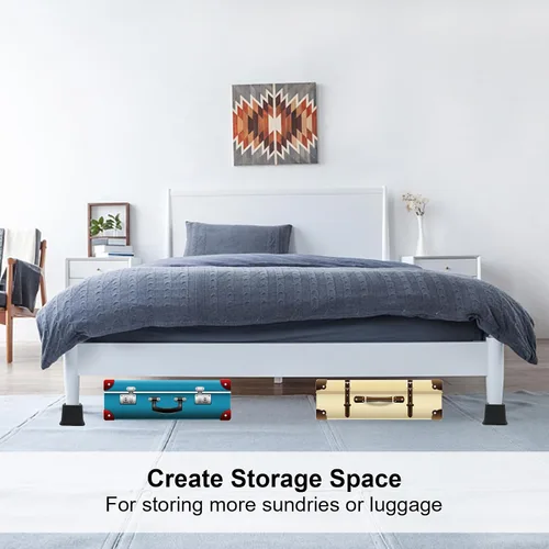 Miniatura 6 de Paquete de 4 elevadores de muebles de cama, elevadores de cama resistentes de 3.1 pulgadas con almohadillas de espuma antideslizantes para cama
