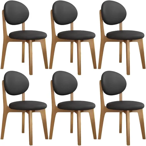 Miniatura 35 de YVYKFZD Juego de sillas de comedor, sillas de cocina de madera maciza, silla de comedor de granja con respaldo curvo, silla tapizada de cuero
