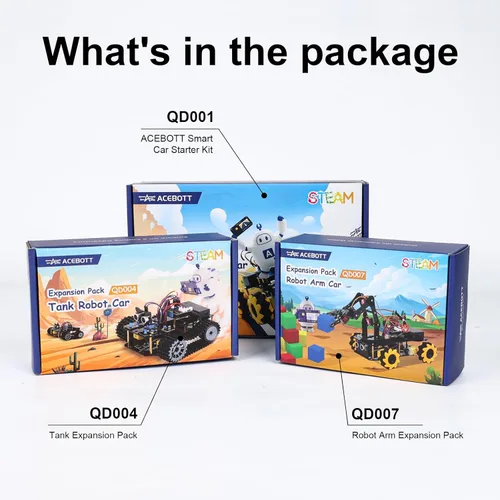 Miniatura 8 de Robótica para niños de 12 a 16 años, brazo robot inteligente ACEBOTT con 5DOF + auto tanque, kit de codificación de juguetes STEM compatible