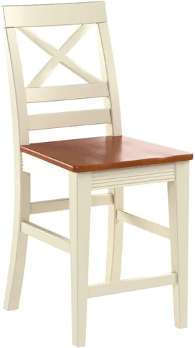 Miniatura 5 de East West Furniture QUS-WHI-W Quincy Taburete de bar altura de mostrador, sillas de comedor de altura de pub, juego de 2, suero de leche y cereza