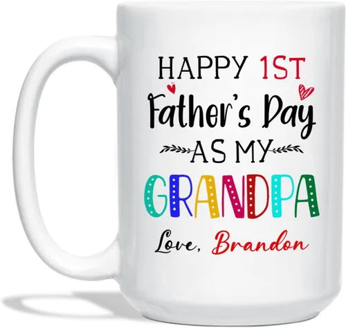 Miniatura 24 de Taza de café con texto en inglés "Best Grandpa Ever", regalo para el día del padre, taza de café personalizada para abuelo, tazas blancas de 11 Taza