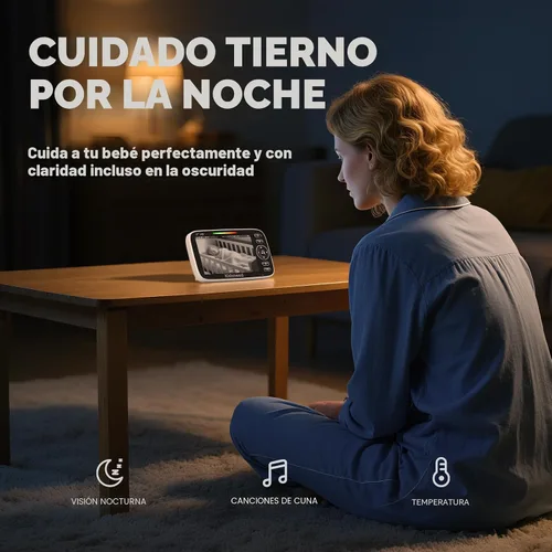 Miniatura 4 de Kidsneed Monitor de bebé con cámara y audio: monitor de bebé de video 720P de 5 pulgadas, sin WiFi, duración de la batería de 48 horas, visión