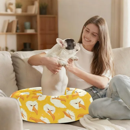 Miniatura 8 de Wudan Pet Cat Beds Calming Anti Anxiety Fluffy Dog Pillow Bed for Extra Small Size Pets Supplies S Cartoon Albatross Yellow