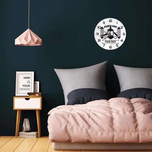 Miniatura 5 de Reloj de pared personalizado para peluquería, reloj de pared personalizado con texto sin tictac, silencioso, silla de peluquería personalizada de 10