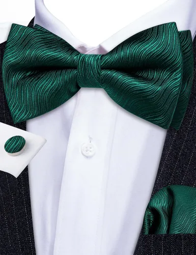 Miniatura 24 de Barry.Wang Conjunto de chaleco de pajarita para hombre, chaleco con cuello en V de seda jacquard de cachemira, gemelos de pañuelo formal/ocio, boda