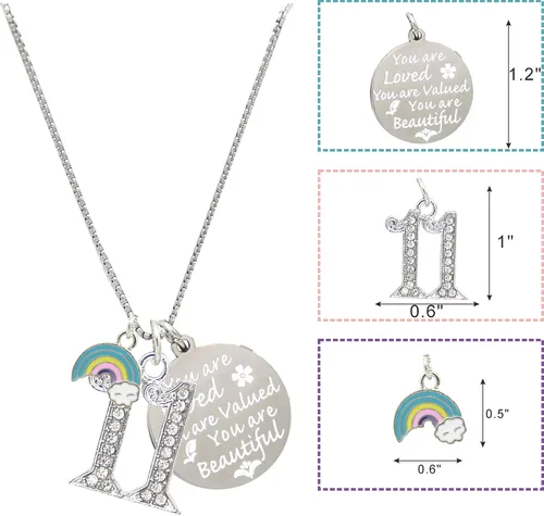 Miniatura 3 de Regalo de cumpleaños número 11, regalo de cumpleaños número 11, collar de cumpleaños número 11, regalos para niñas de 11 años, pulsera con dije