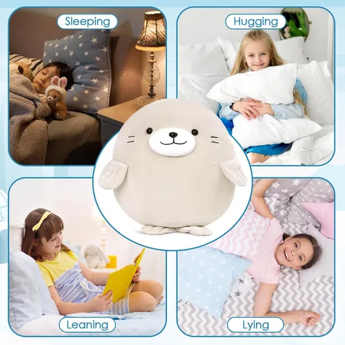 Miniatura 7 de MaoGoLan 5 piezas de peluche de foca gorda con 4 bebés en el interior - Almohada gigante de animal de peluche de foca ultrasuave de 20 pulgadas