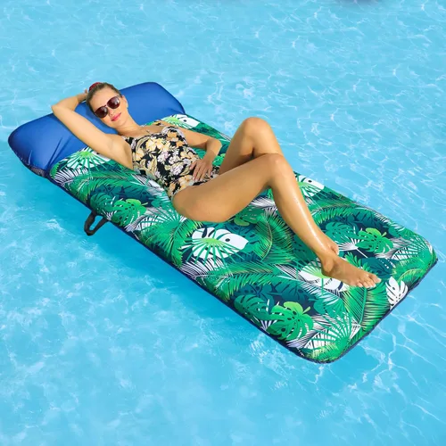 Miniatura 3 de FindUWill Flotador inflable para piscina para adultos, 72 pulgadas XL, flotadores de piscina cubiertos de tela de gran tamaño para adultos