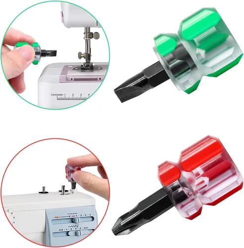 Miniatura 3 de 2 destornilladores para máquina de coser, destornillador Phillips de 0.236 in y puntas de cabeza plana, juego de destornilladores rechonchos