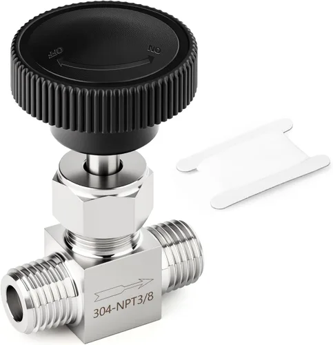 Miniatura 24 de TAISHER 1 pieza Válvula de aguja recta de acero inoxidable 304 1/2" NPT macho x 1/2" NPT hembra para control de flujo de agua, gas, aceite con rosca