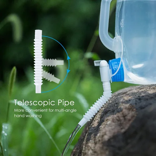 Miniatura 5 de Contenedor de agua plegable con grifo, 2×2.6 galones libre de BPA, jarra portadora de almacenamiento de agua para acampar para exteriores