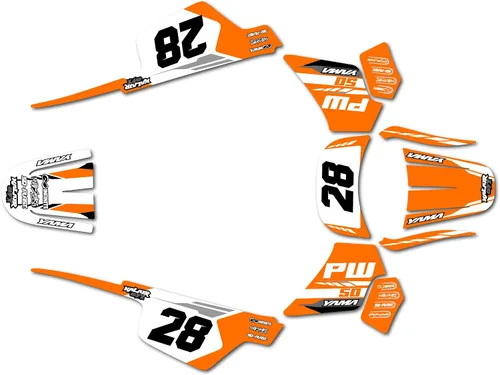 Miniatura 2 de Kit de gráficos para Yamaha PW 50 (1980-2023) Serie FACTORY Red-shift 09 Mil - Adhesivos para moto Dirt Pit Bike - Adhesivos de motocross