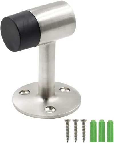 Miniatura 9 de Tope de piso resistente de 1.3 Pulgadas / 33mm, tope de puerta de montaje en el piso con tapón de goma silencioso, acabado cepillado de acero