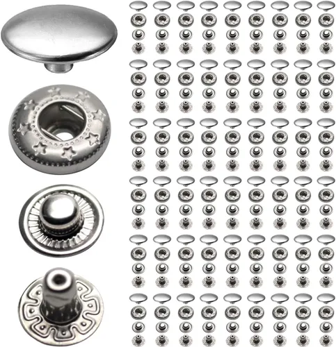 Megoto - 60 juegos de broches de presión de 12,5 mm y 633 # de acero inoxidable, botones de tapa para bolsas, abrigos, ropa marina, chaquetas,